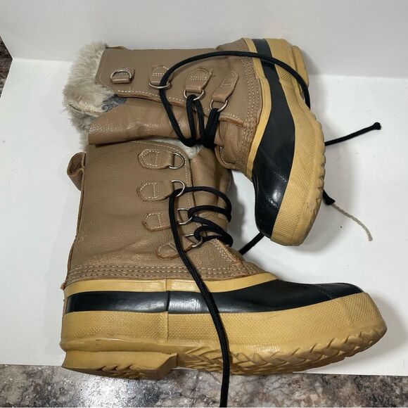 Sorel Beige Leather Insulated Waterproof Winter Boots - Picture 5 of 8